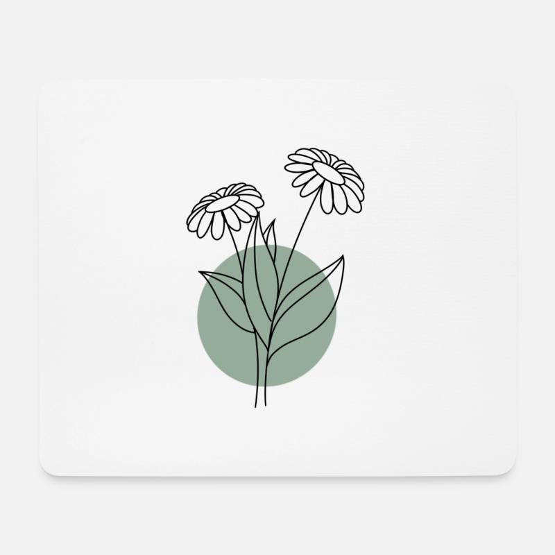 Blume mit grünem Kreis - Mousepad (Querformat) - Weiß