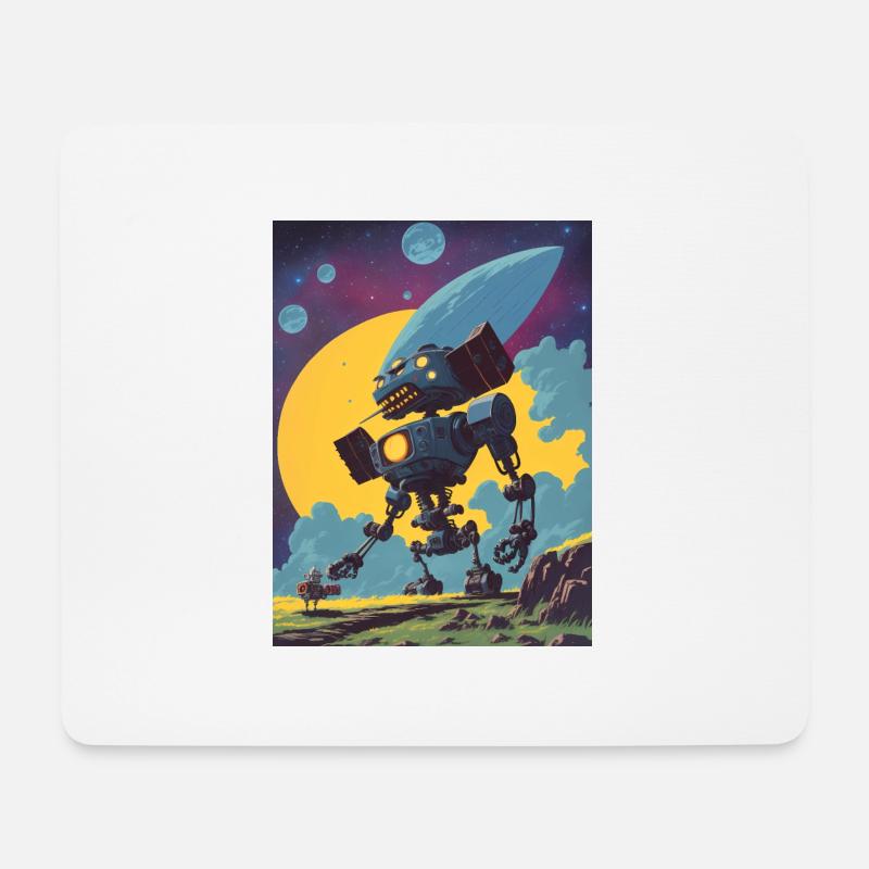50er Jahre Cartoon - Verrückter Roboter - Sci-Fi - Mousepad (Querformat) - Weiß