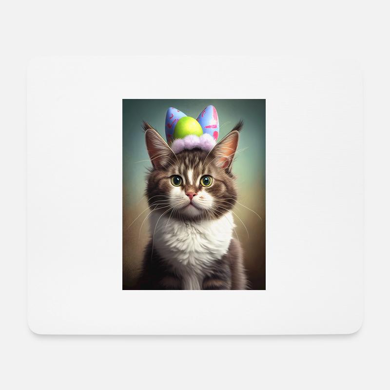 Osterkatze - Mousepad (Querformat) - Weiß