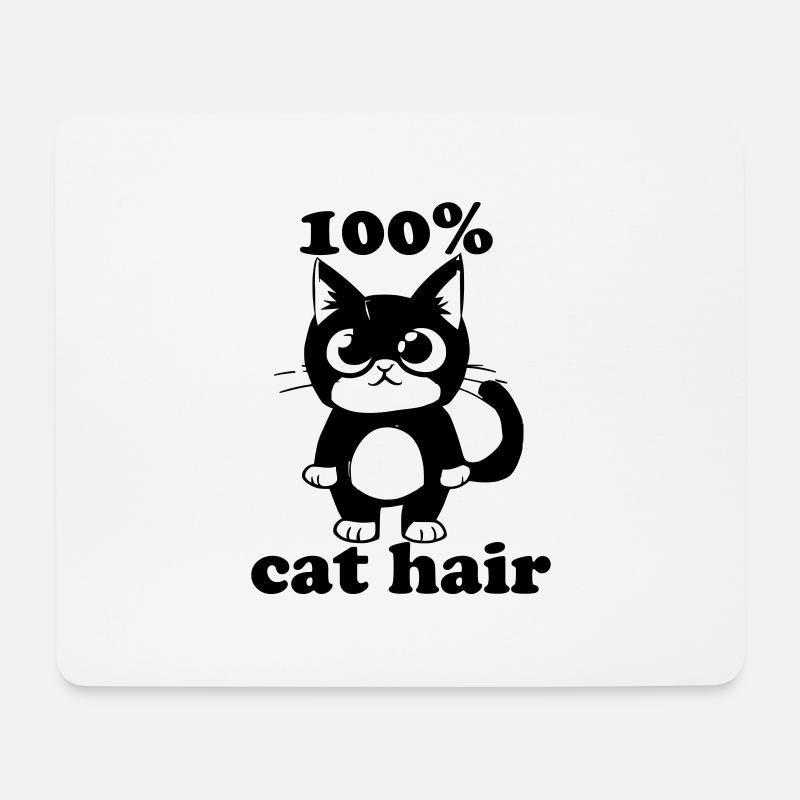 100% Katzenhaare, 100% cat hair - Mousepad (Querformat) - Weiß