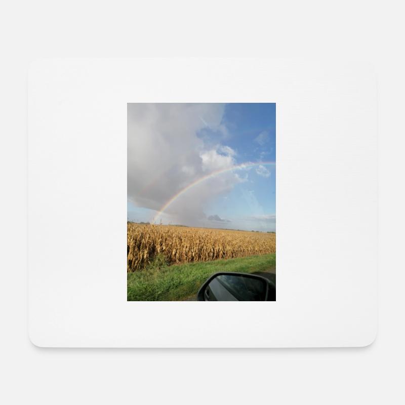 Rainbow on the road and wheat fields - Mouse Pad (horizontal) - white