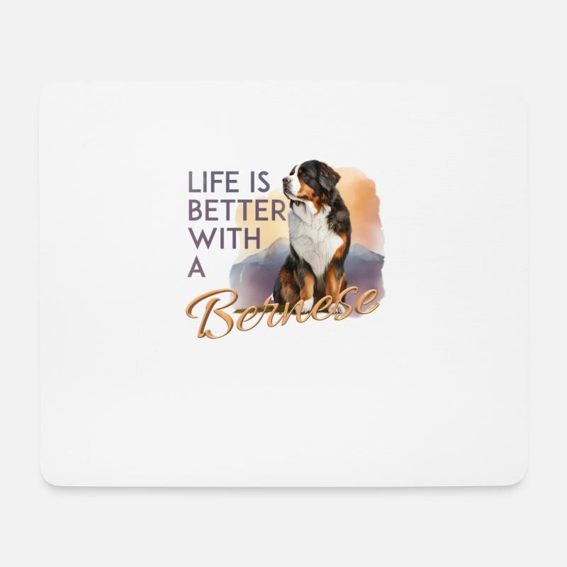 Berner Sennenhund - Mousepad (Querformat) - Weiß