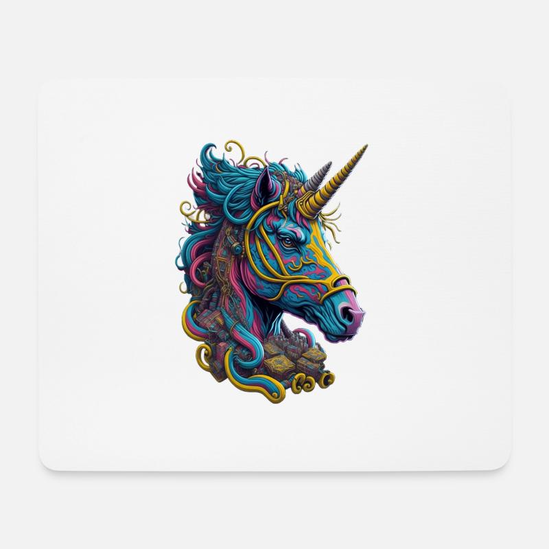 Einhorn Unicorn Fabelwesen Einhörner Farbenfroh - Mousepad (Querformat) - Weiß