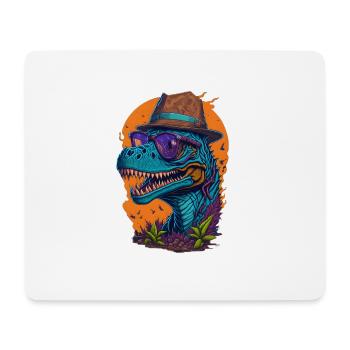 Dinosaur with hat and glasses Funny Fashionable - Mouse Pad (horizontal) - white - Front