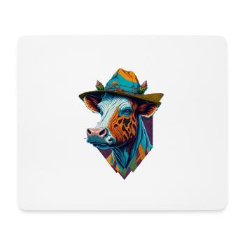 Bunte Kuh mit Hut Lustige Kühe Farmer Bauer - Mousepad (Querformat) - Weiß - Vorne
