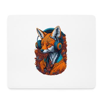 Fuchs mit Kopfhörern Füchse Liebhaber Tiere - Mousepad (Querformat) - Weiß - Vorne