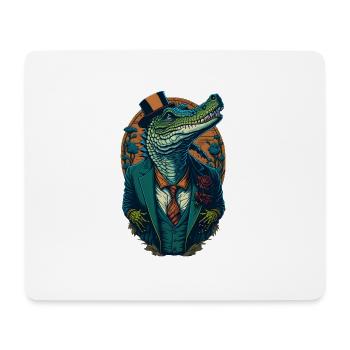 Krokodil mit Hut und Anzug Lustic Comic Style - Mousepad (Querformat) - Weiß - Vorne