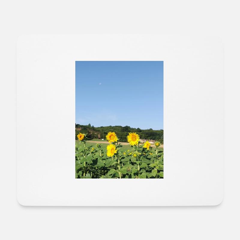 Sonnenblumen und Morgenmond - Mousepad (Querformat) - Weiß
