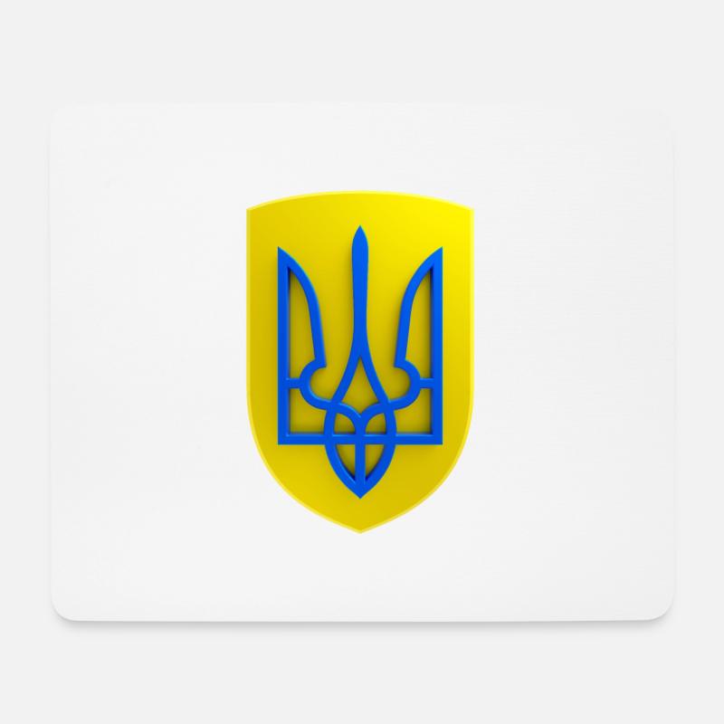 Ukraine Wappen Dreizack Gerfalke Trident Blau Gelb - Mousepad (Querformat) - Weiß