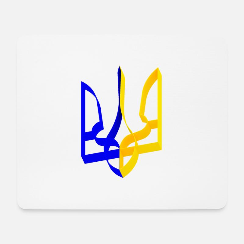 Ukraine Wappen Dreizack Gerfalke Trident Band V2 - Mousepad (Querformat) - Weiß