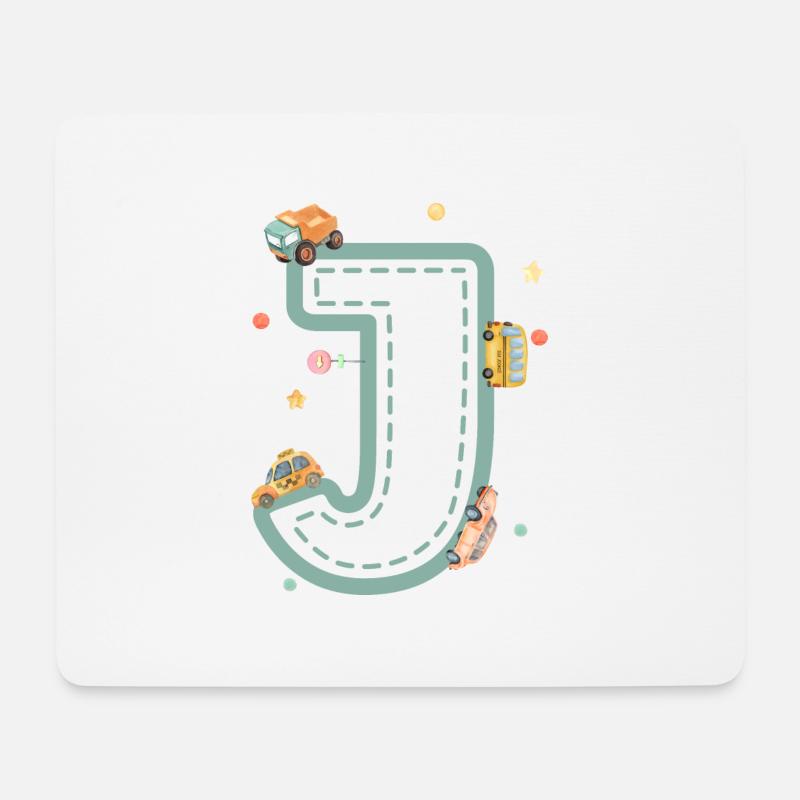 Buchstabe j Fahrzeug - personalisiertes Kindergeschenk - Mousepad (Querformat) - Weiß