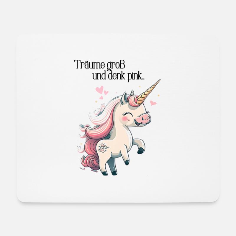 "Träume groß und denk pink" Einhorn-Edition - Mousepad (Querformat) - Weiß