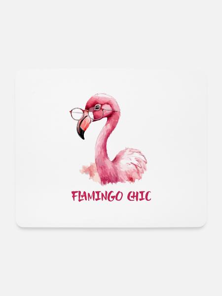 Flamingo-Chic - Mousepad (Querformat) - Weiß