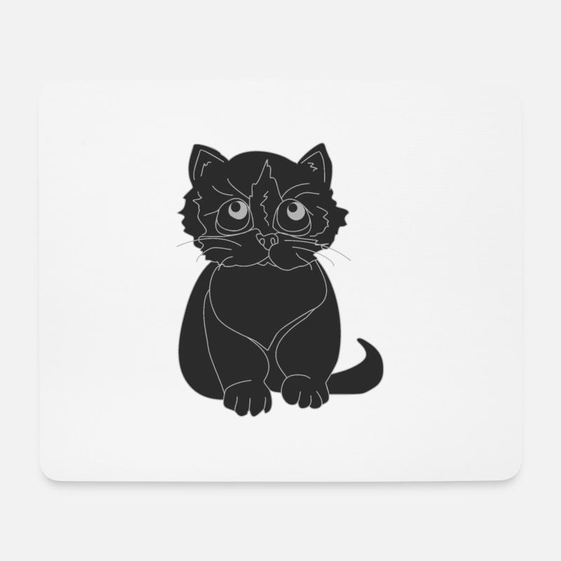 Schönes schwarzes Kätzchen - Mousepad (Querformat) - Weiß