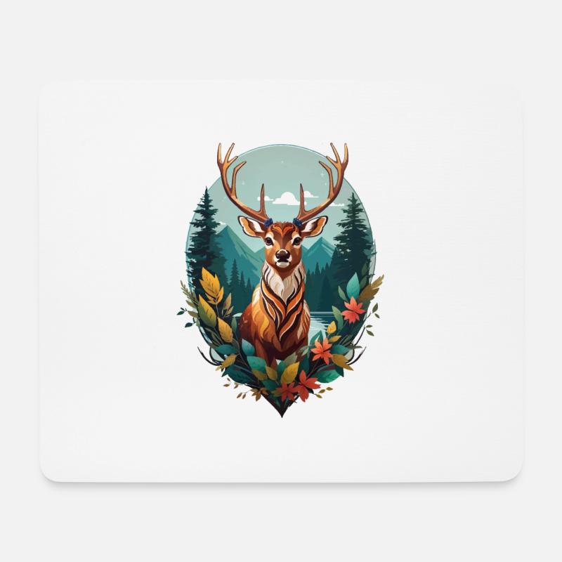 Hirsch - Mousepad (Querformat) - Weiß