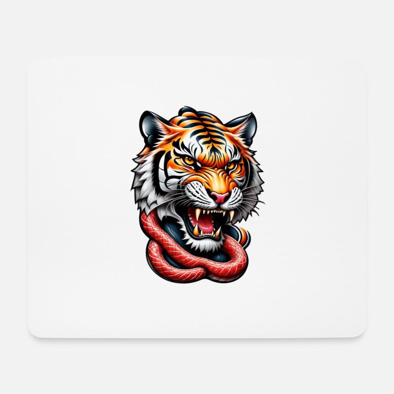 Tiger tattoo Japanese style - Mouse Pad (horizontal) - white