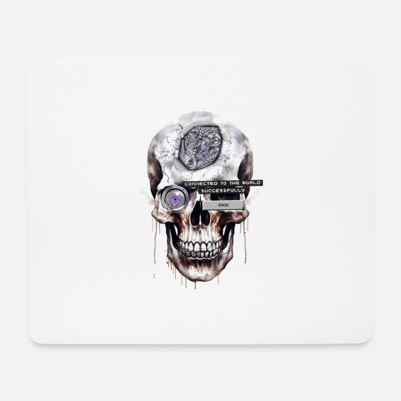 Mechanical Skull - Mouse Pad (horizontal) - white
