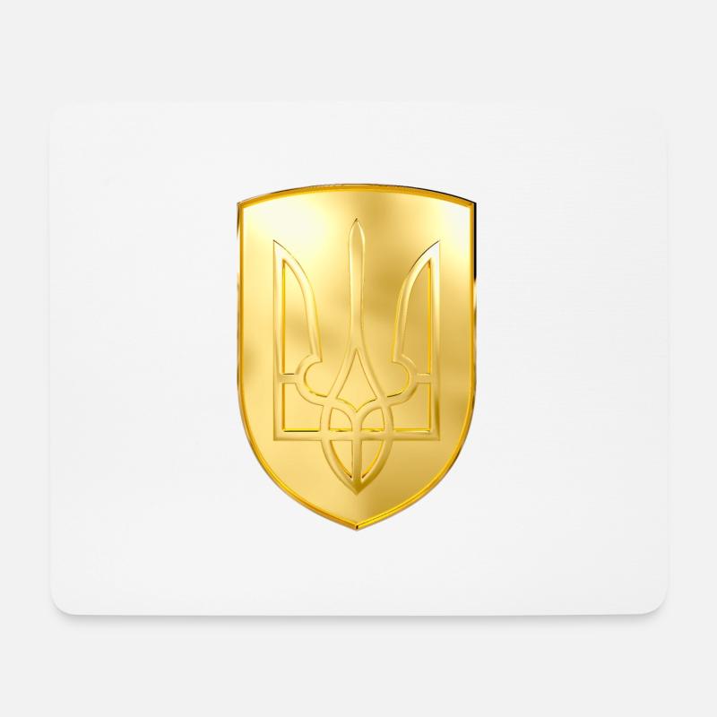 Ukraine Wappen Dreizack Gerfalke Trident Goldlook - Mousepad (Querformat) - Weiß