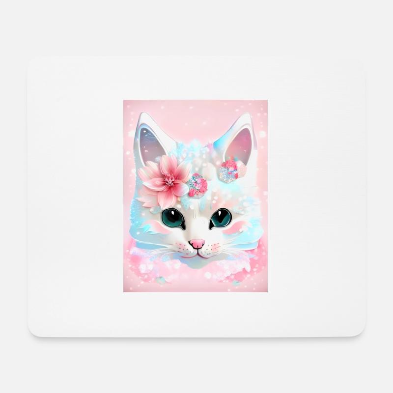 White cat - Mouse Pad (horizontal) - white