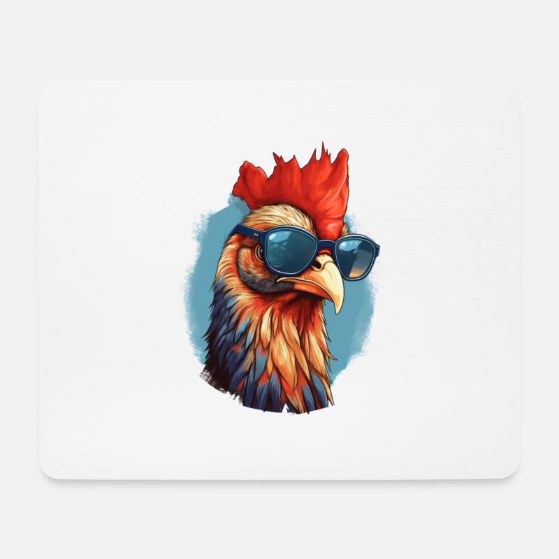 Hahn Sonnenbrille - Mousepad (Querformat) - Weiß