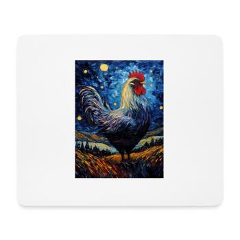 Rooster, Van Gogh, Starry Night, Animal, Chicken - Mouse Pad (horizontal) - white - Front