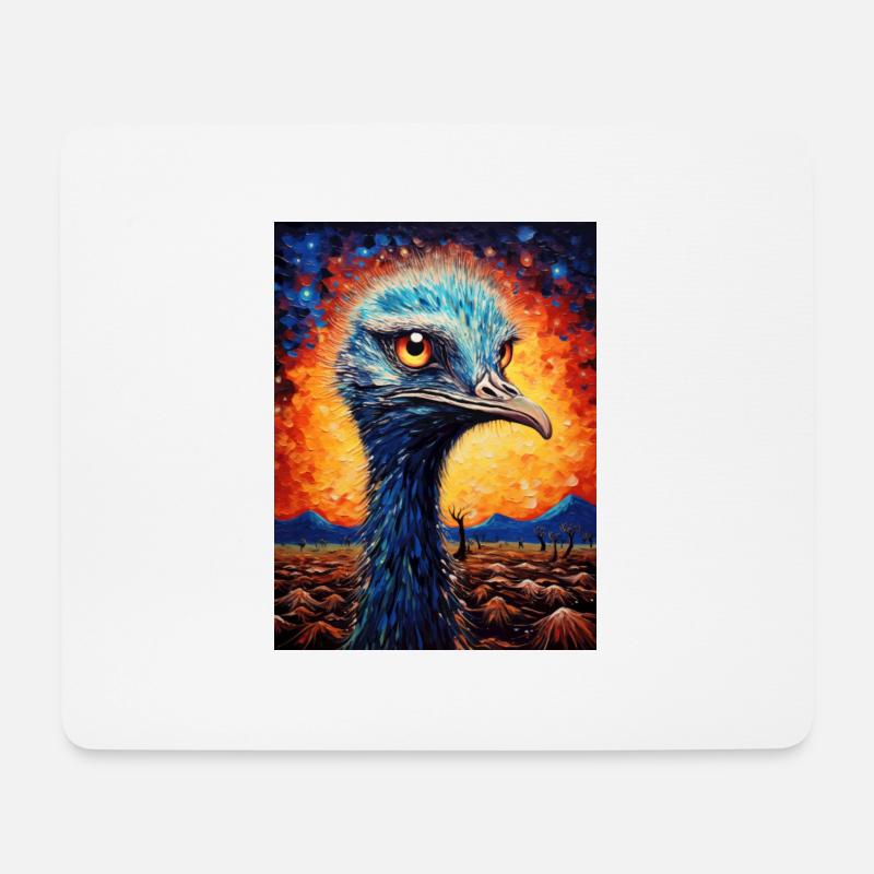 strauß, van gogh, sternennacht, tier, vogel - Mousepad (Querformat) - Weiß