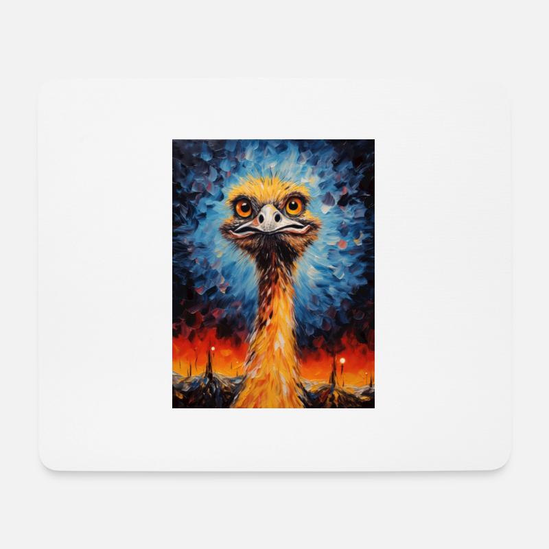 strauß, van gogh, sternennacht, tier, vogel - Mousepad (Querformat) - Weiß