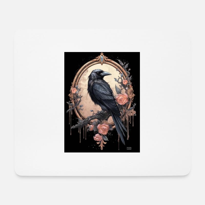Rabe - Mousepad (Querformat) - Weiß