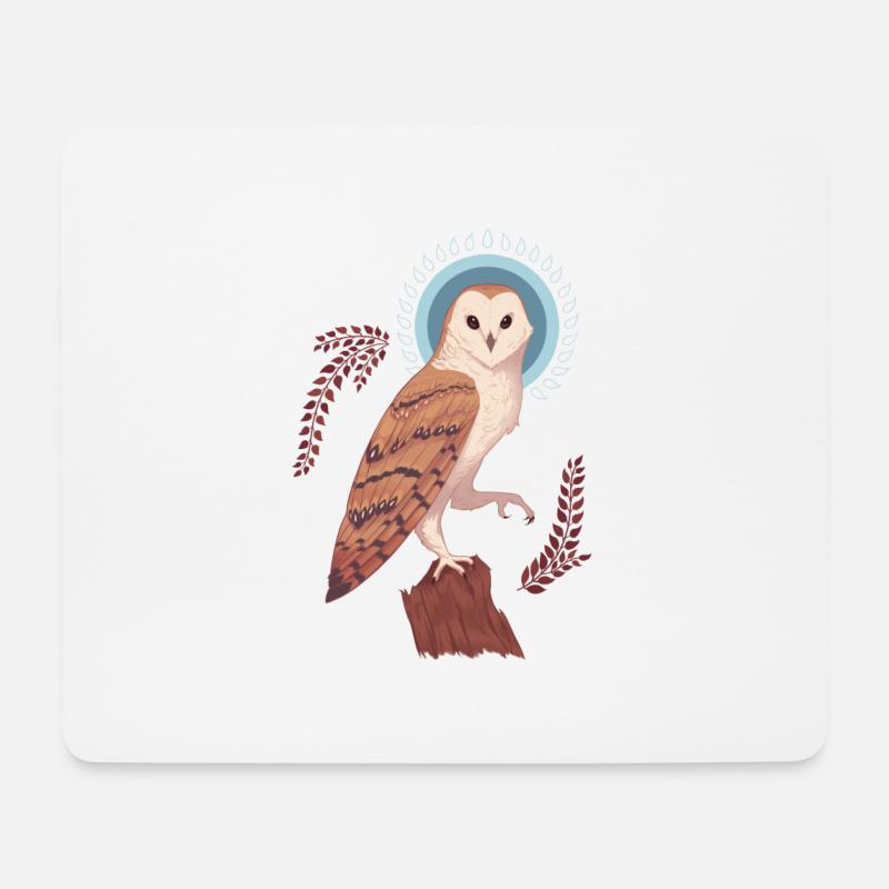 Eule - Mousepad (Querformat) - Weiß