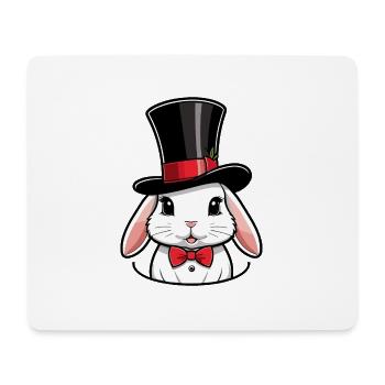 Rabbit head with hat and bow tie - Mouse Pad (horizontal) - white - Front