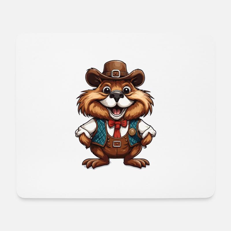 Lederhose / Tier / Tracht / Tradition /Biber - Mousepad (Querformat) - Weiß