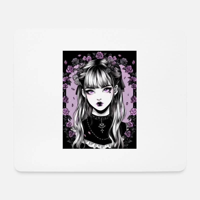 Goth anime mädchen - Mousepad (Querformat) - Weiß