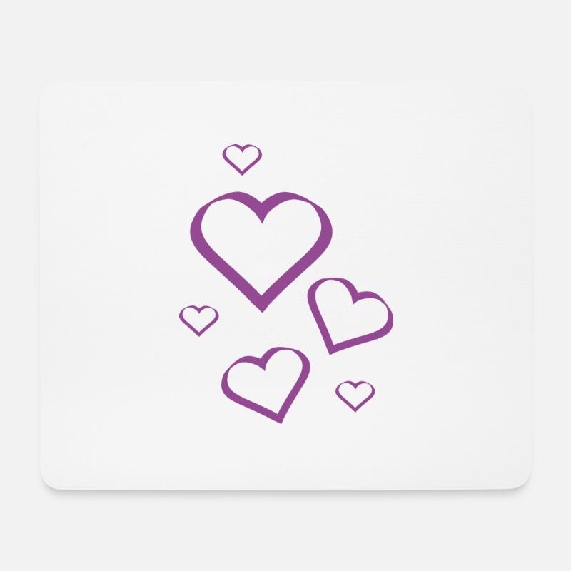 Herz violett violettes Herz Muster violett  - Mousepad (Querformat) - Weiß