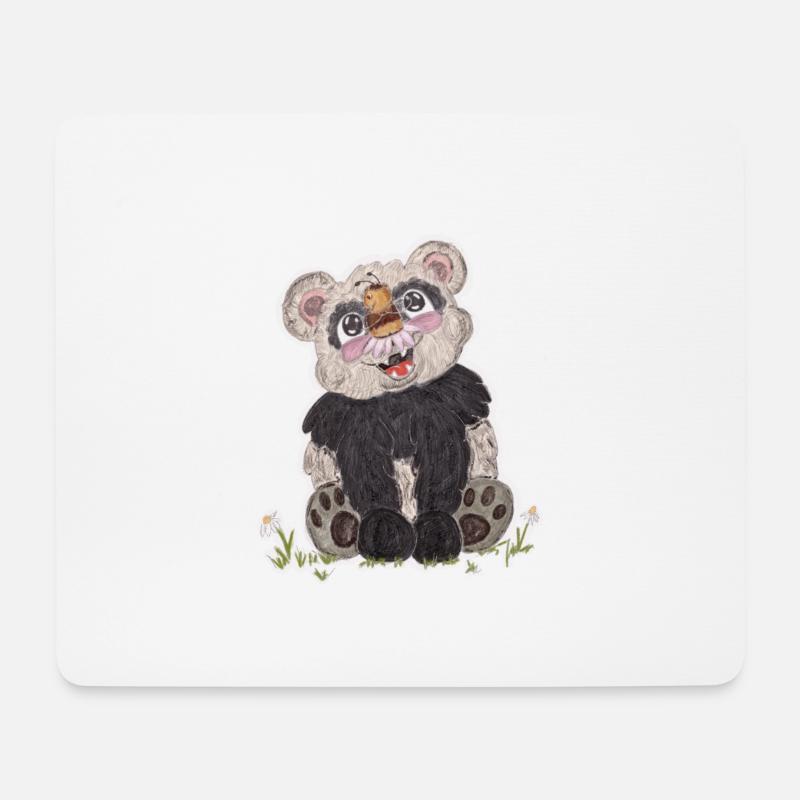 Panda and Bee - Mousepad (Querformat) - Weiß