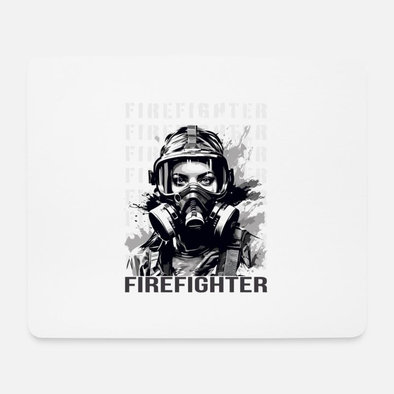 Feuerwehrfrau - Mousepad (Querformat) - Weiß