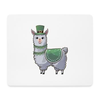 St. Patrick's Day Cute Llama Cartoon - Mouse Pad (horizontal) - white - Front