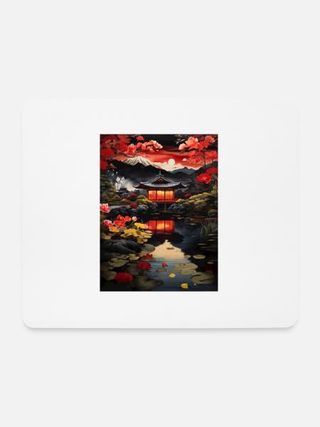 Japanische Kunst Illustration Malerei - Mousepad (Querformat) - Weiß