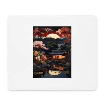 Peinture d’illustration d’art japonais - Tapis de souris (format paysage) - blanc - Devant