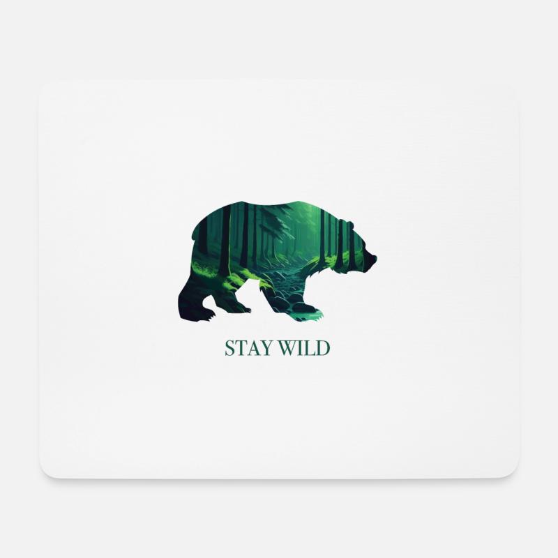 BEAR - STAY WILD - Mousepad (Querformat) - Weiß