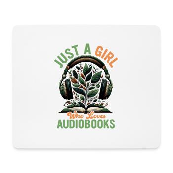 Écouteurs et épopées : l’histoire de l’amateur de livres audio - Tapis de souris (format paysage) - blanc - Devant