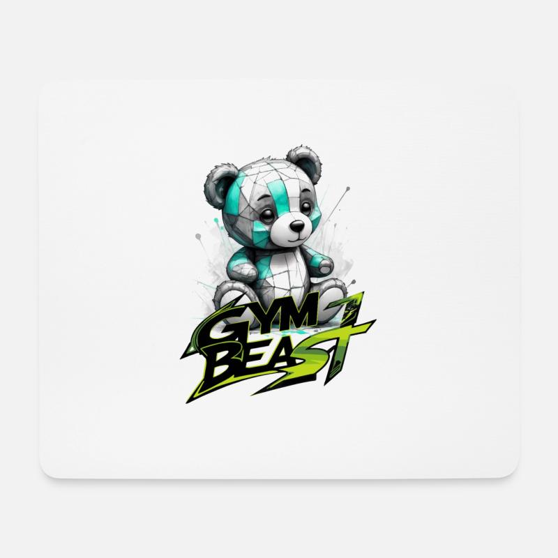 teddy gym beast - Mousepad (Querformat) - Weiß