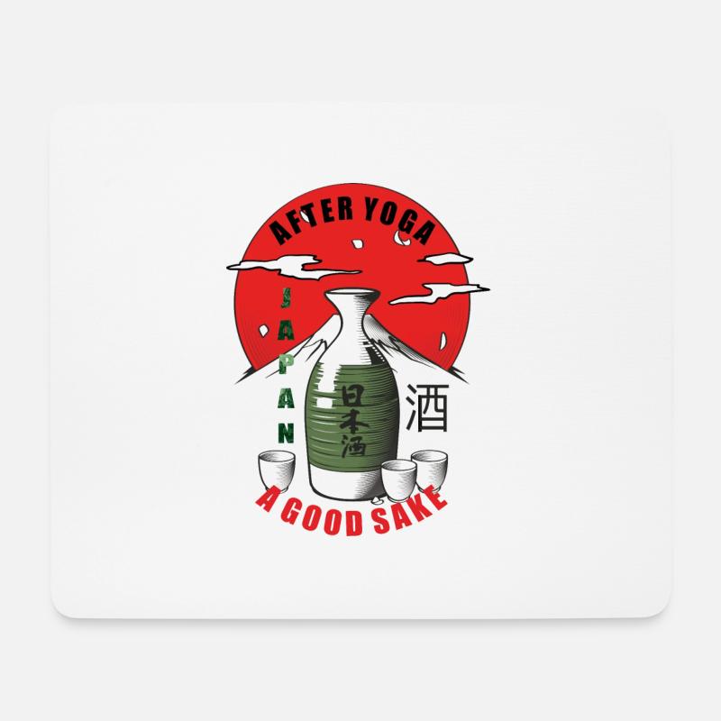 nach dem Yoga ein guter Sake - Mousepad (Querformat) - Weiß