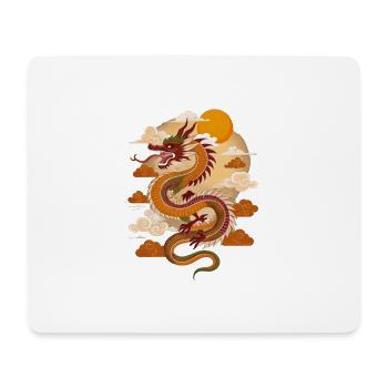 Dragon chinois au coucher du soleil - Tapis de souris (format paysage) - blanc - Devant