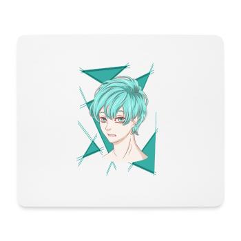 manga Boy Türkis cool mangastyle Anime Comic toon - Mousepad (Querformat) - Weiß - Vorne