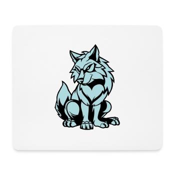 Loup Bande Dessinée Animal - Tapis de souris (format paysage) - blanc - Devant
