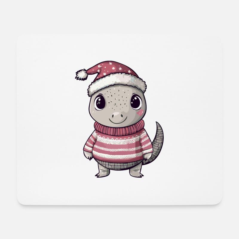 Gürteltier Weihnachten - Mousepad (Querformat) - Weiß