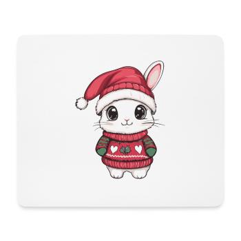 Hase Weihnachten Comic - Mousepad (Querformat) - Weiß - Vorne
