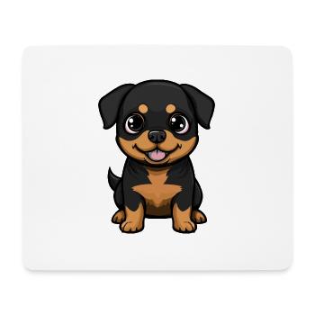 Rottweiler chien bande dessinée mignon - Tapis de souris (format paysage) - blanc - Devant