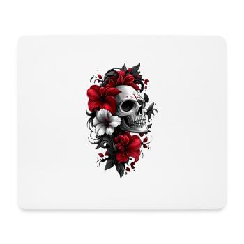 Crâne avec des fleurs - Tapis de souris (format paysage) - blanc - Devant