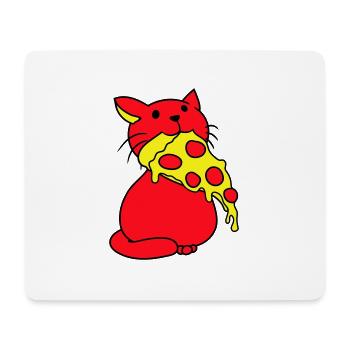 Katze Isst Salami Pizza Hunger Fast Food Essen - Mousepad (Querformat) - Weiß - Vorne